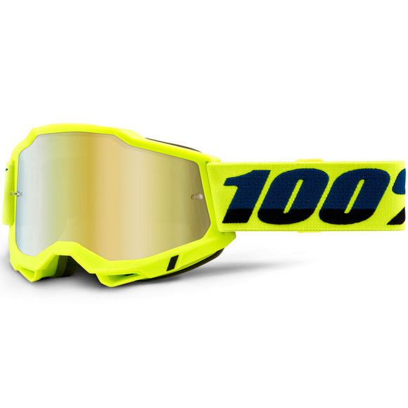 100% ACCURI 2 GOGGLE - FLUO YELLOW MIRROR GOLD LENS