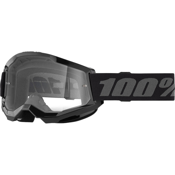 100% STRATA 2 GOGGLES- BLACK/ CLEAR LENS