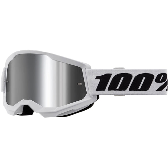 100% STRATA 2 JUNIOR GOGGLES- WHITE/ SILVER LENS
