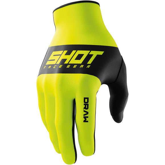 SHOT RACE GEAR DRAW SKY KIDS GLOVES- NEON YELLOW